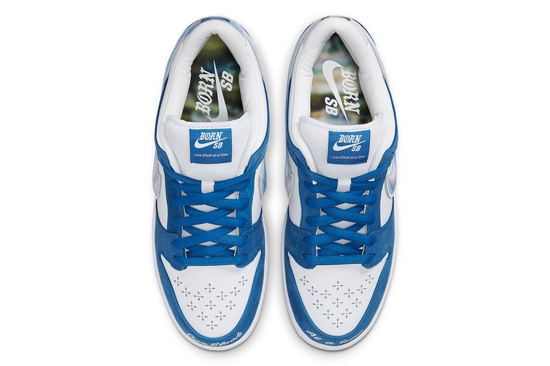 nike sb dunk low blue sneaker silver swoosh