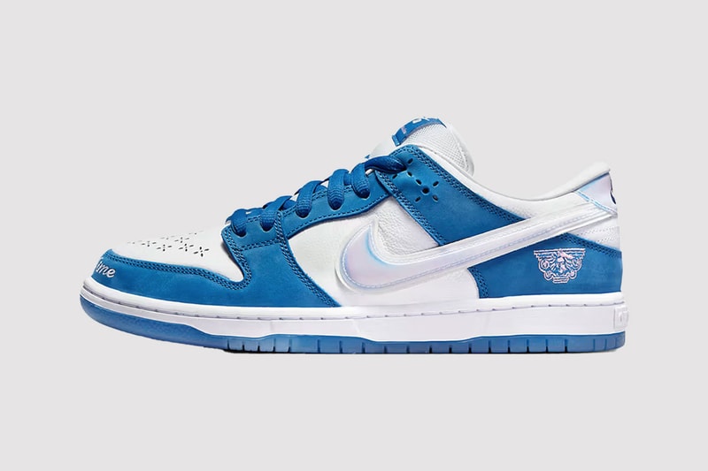 nike sb dunk low blue sneaker silver swoosh