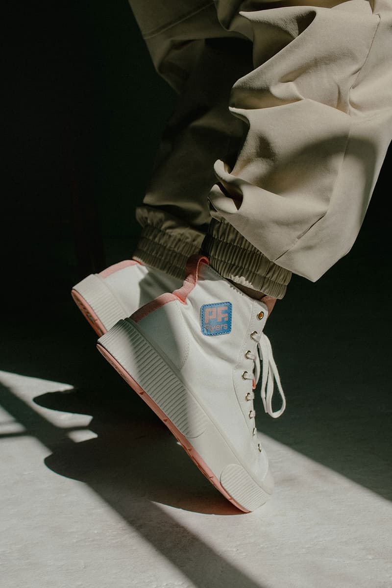 pf flyers allston sneaker release new show cement mirage white-peaches and cream colorway spring summer 2023 footwear drop all american hi sneaker high top female-led female focused