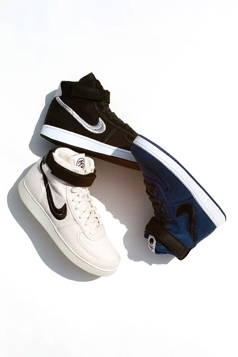 nike stussy vandal high sneaker fossil beige black royal blue