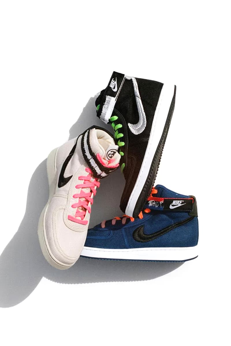 nike stussy vandal high sneaker fossil beige black royal blue