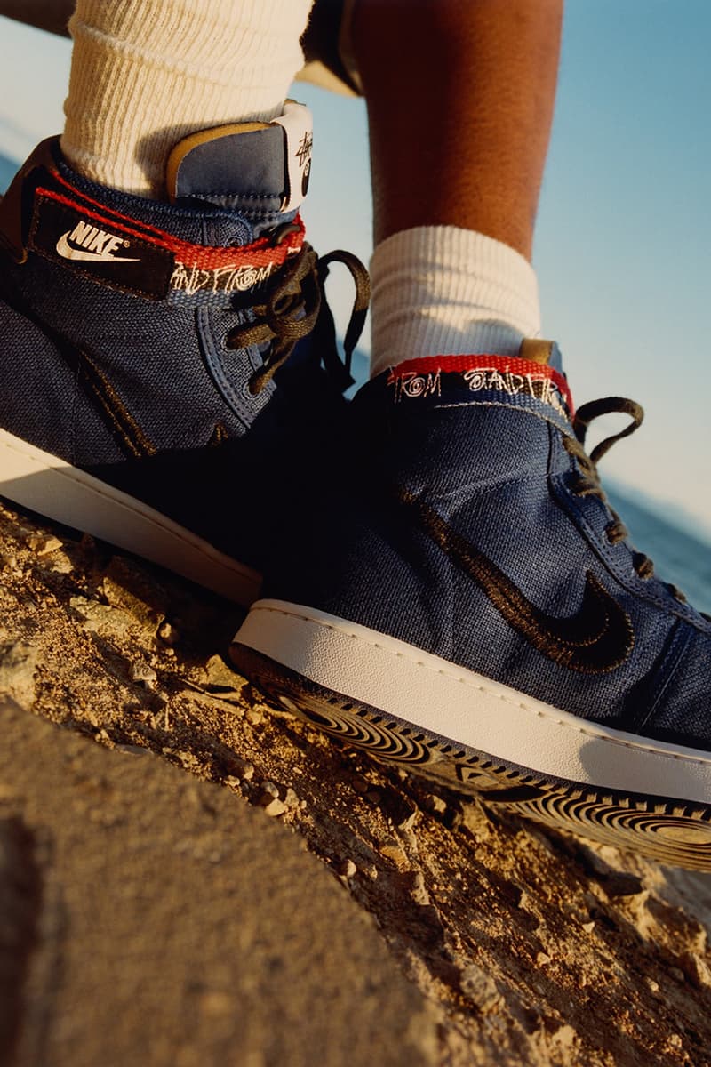 nike stussy vandal high sneaker fossil beige black royal blue