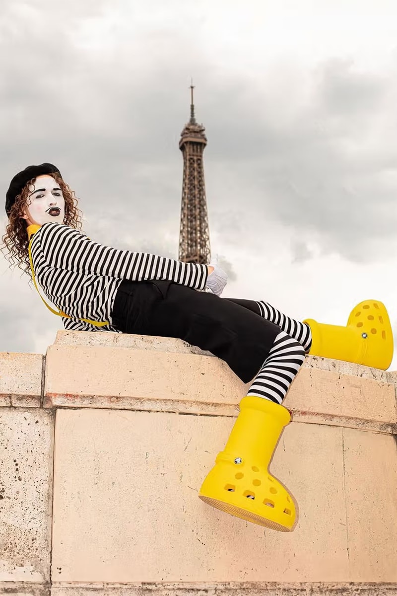 MSCHF Crocs big yellow boots collab paris fashion week tommy cash