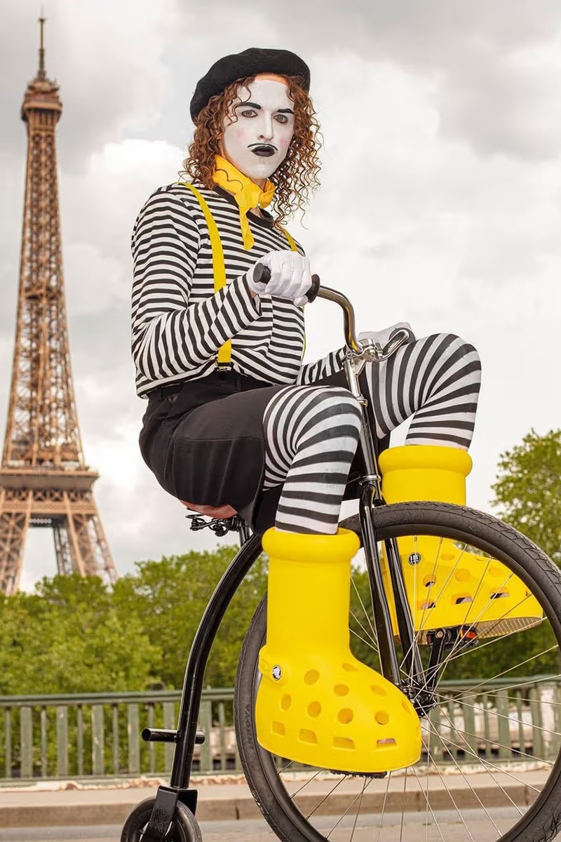 MSCHF Crocs big yellow boots collab paris fashion week tommy cash