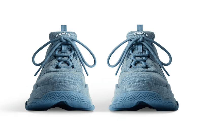 balenciaga denim triple s sneaker blue chunky sole shoe