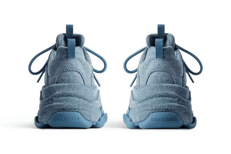 balenciaga denim triple s sneaker blue chunky sole shoe