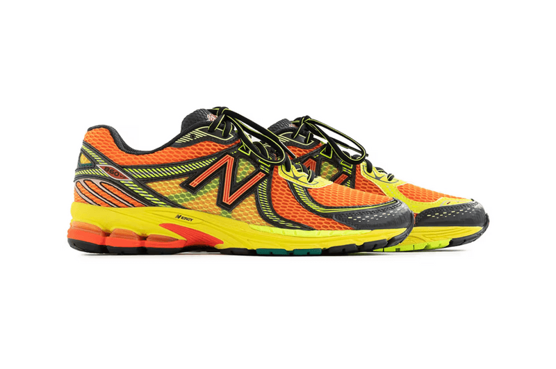 aime leon dore new balance sneakers green orange white cream