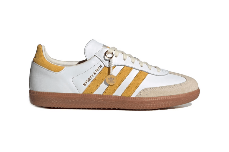 sporty and rich adidas samba sneaker white burgundy beige