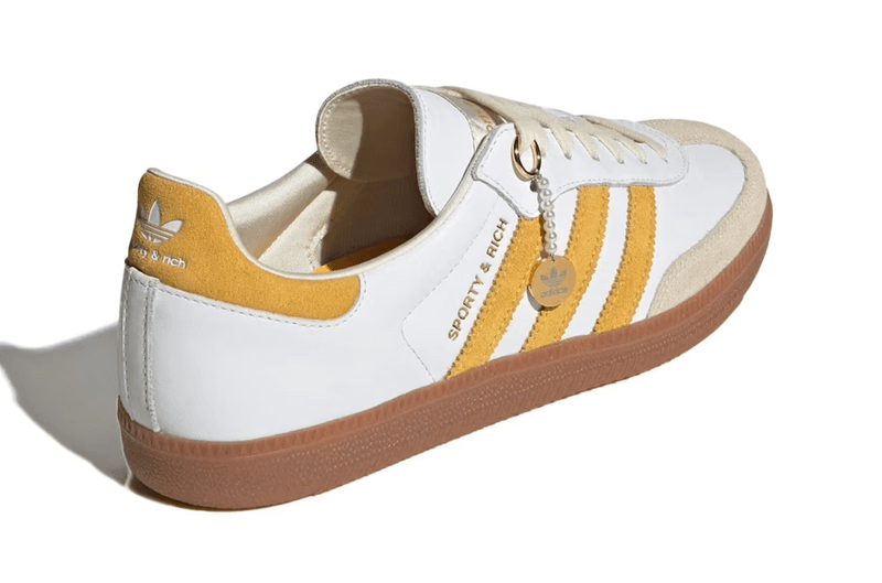 sporty and rich adidas samba sneaker white burgundy beige