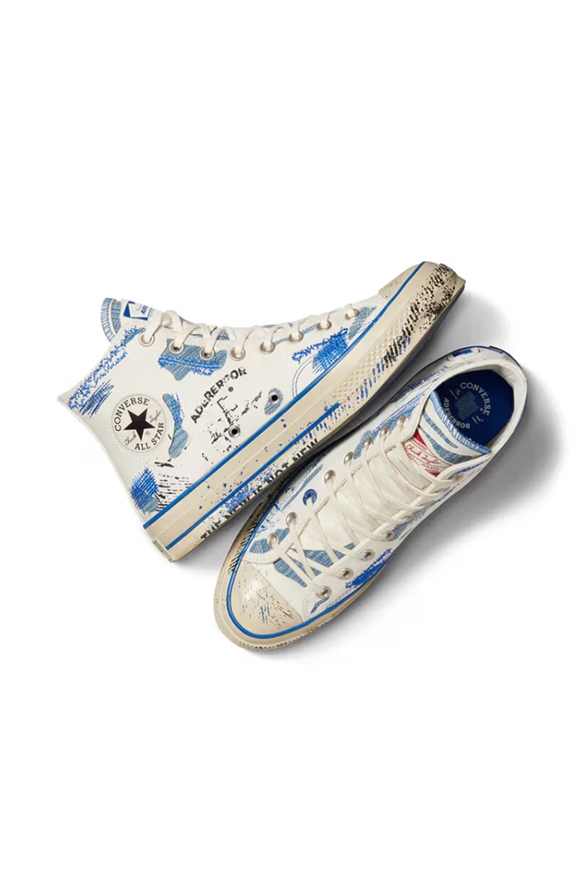 ader error converse sneakers high top blue white