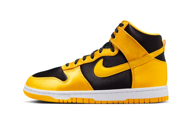 nike dunk high goldenrod satin sneakers footwear release info where to buy 