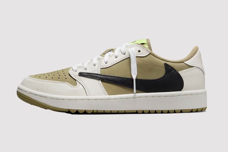 travis scott air jordan 1 low golf sneaker black olive beige