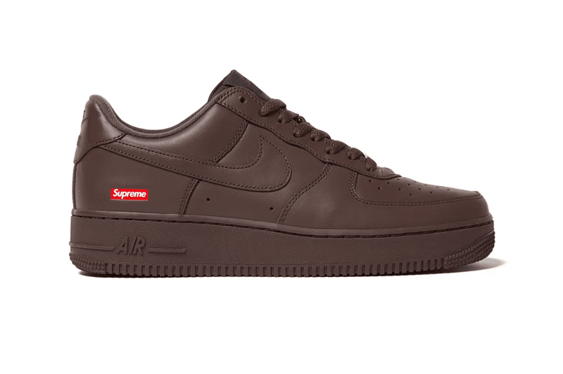 supreme nike air force one brown red box sneaker