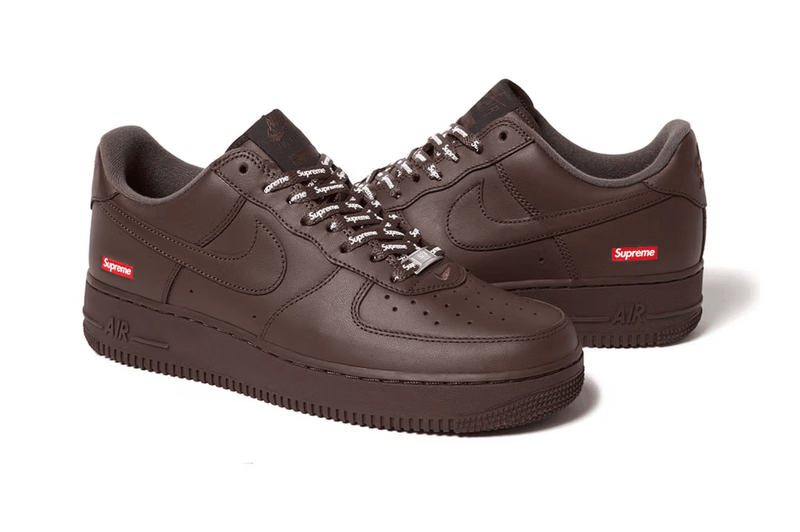 supreme nike air force one brown red box sneaker