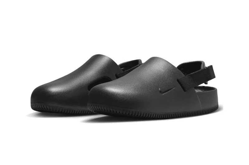 nike calm mule slip on shoe black leather slide