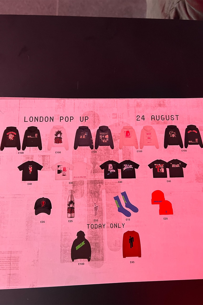 billie eilish pop up london dates opening times prices location