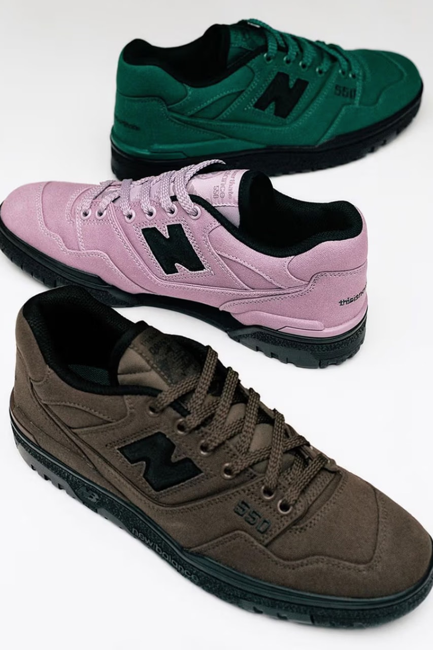 thisisneverthat south korea new balance 550 pink purple brown suede sneakers