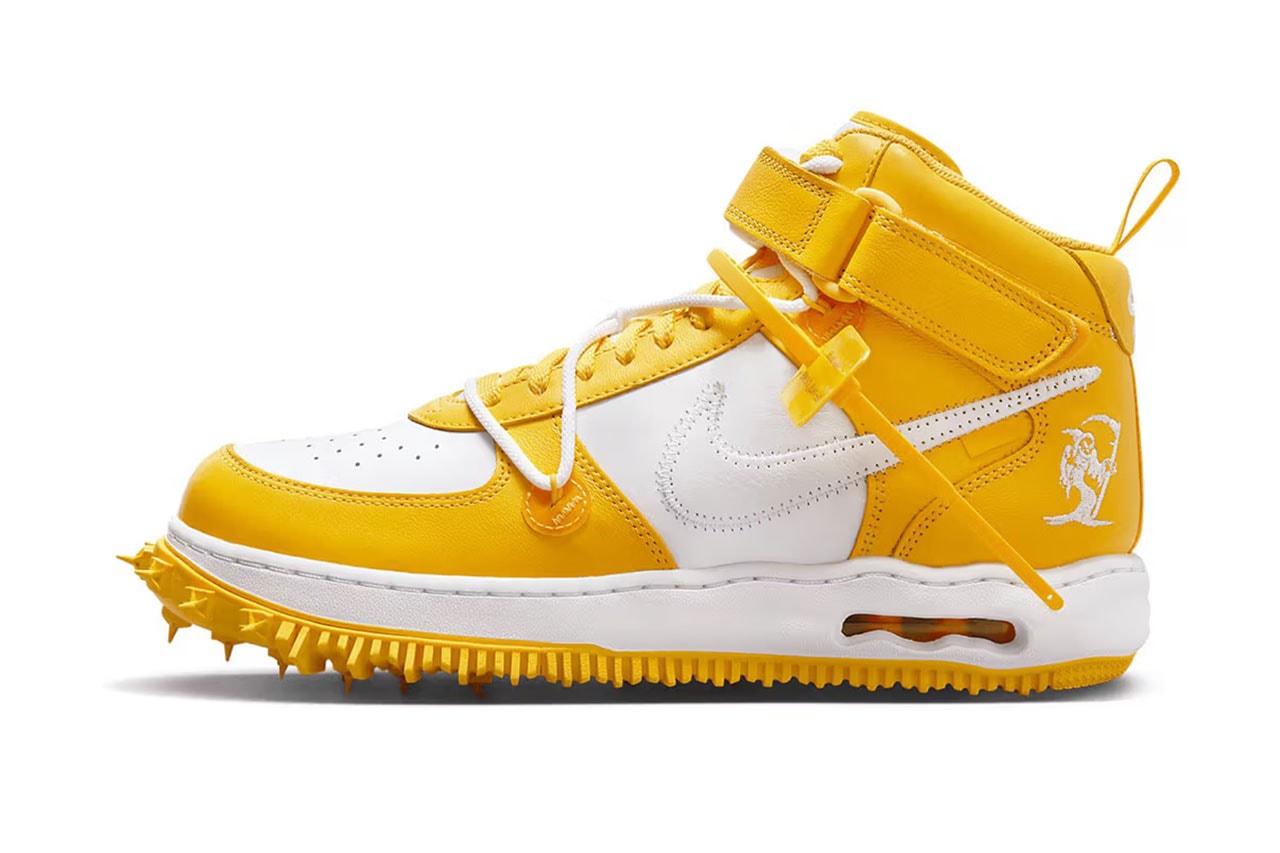 off-white nike air force 1 yellow varsity sneaker