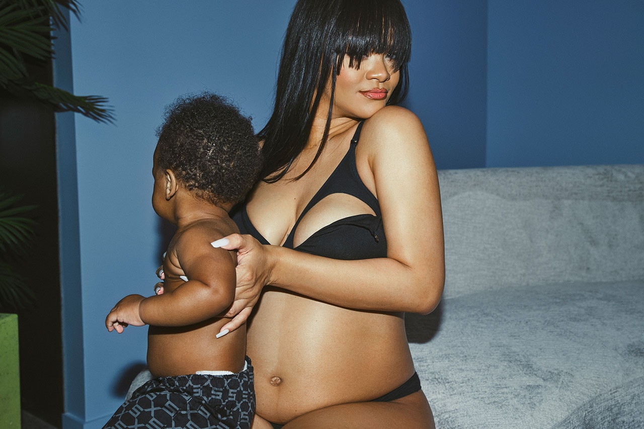 Pregnant Rihanna Models New Savage x Fenty Lingerie in Pink Pumps