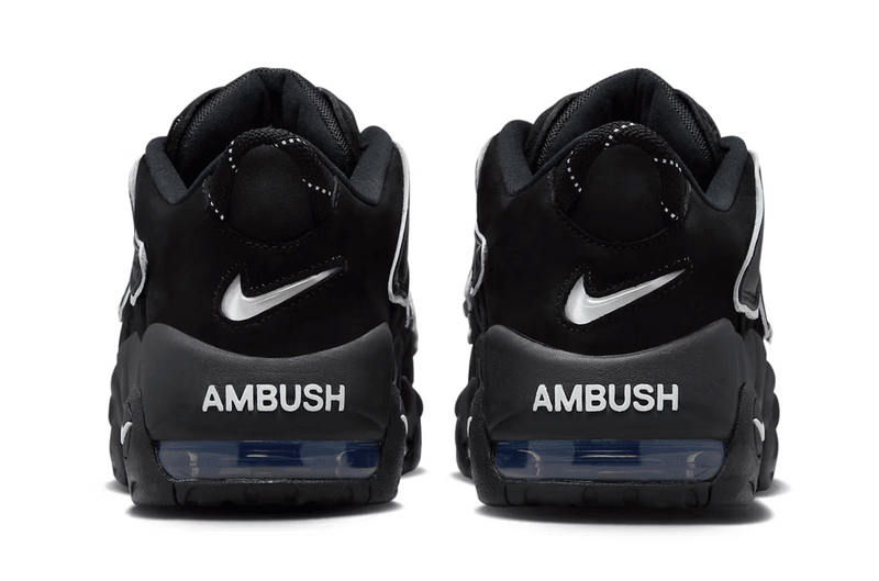 nike ambush air more uptempo sneaker low black white