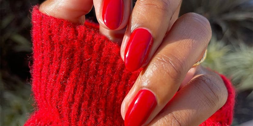 Bright Festive Red Manicure on Female Hands. Nails Design Stock Image -  Image of bright, fingers: 98996169