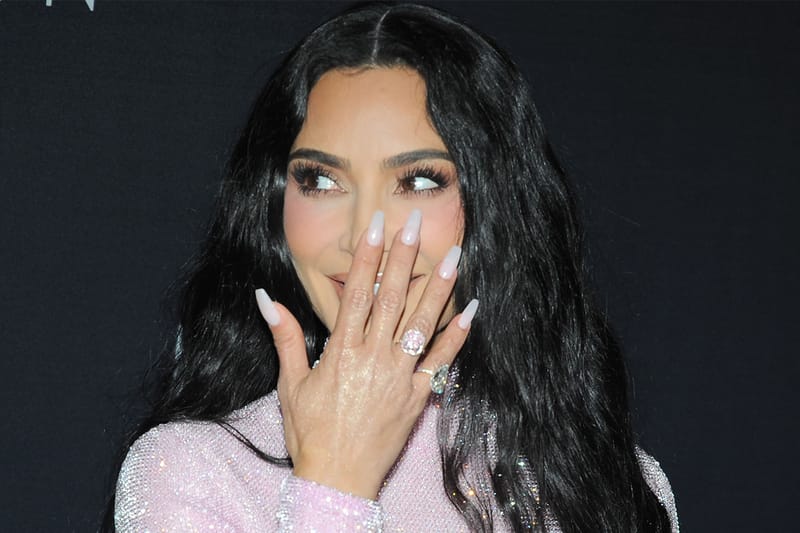 Kim Kardashian Had To Have Bathed Her XL Nails and Blush Brush in Strawberry Milk Powder