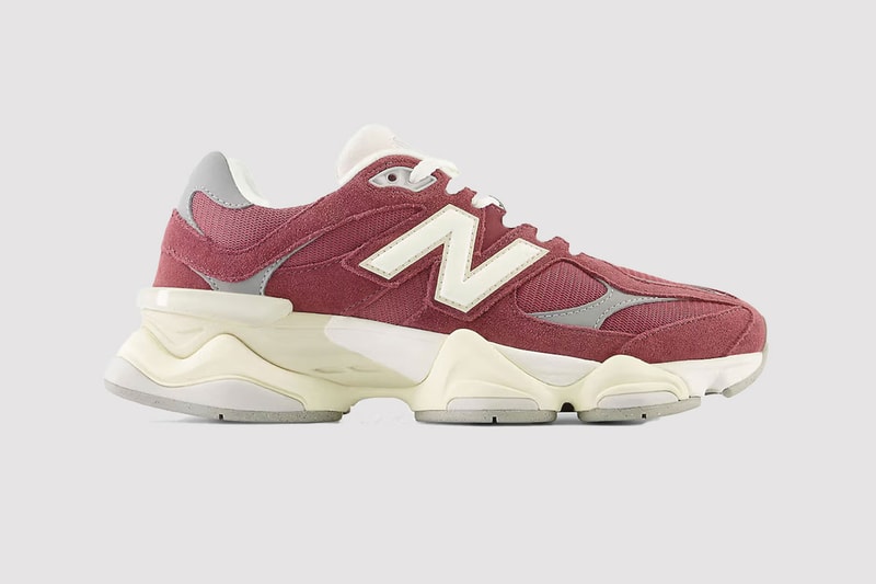 new balance 9060 chunky sneaker washed burgundy pale red