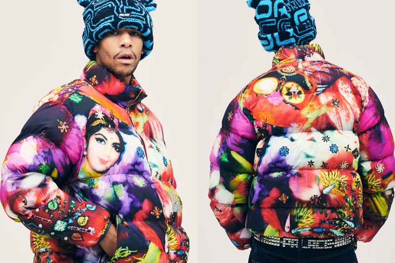 palace lookbook winter puffer jacket indian artist chila burman print