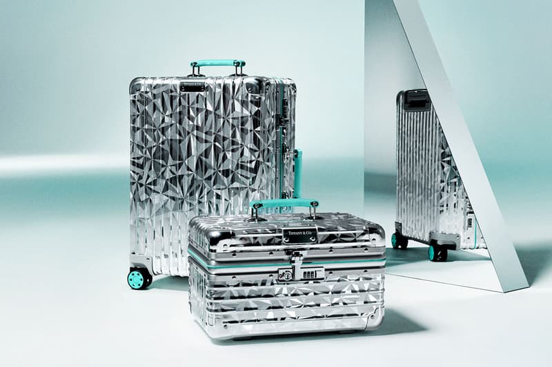 rimowa tiffany luggage collaboration collection suitcases silver blue