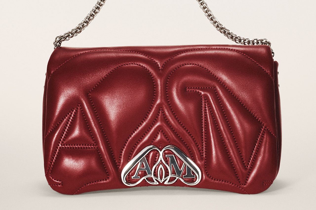 alexander mcqueen the seal bag leather rose red black white