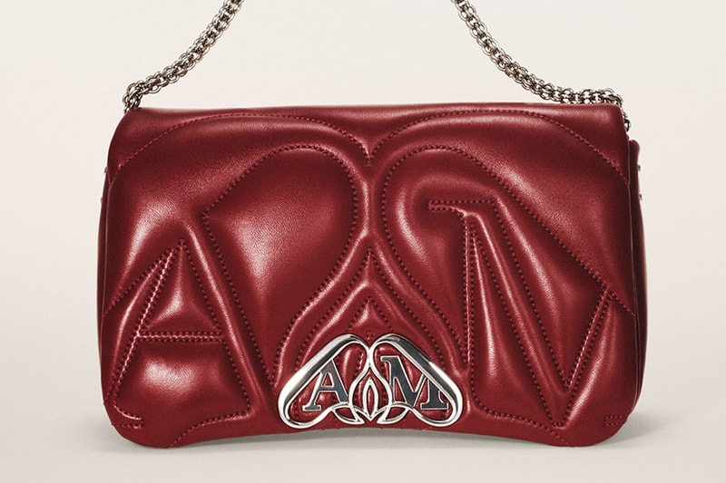 alexander mcqueen the seal bag leather rose red black white