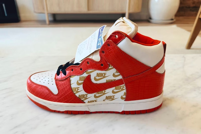 joopiter rare supreme nike sb dunk high samples ryan chang pharrell williams sneakers footwear where to buy auction information 