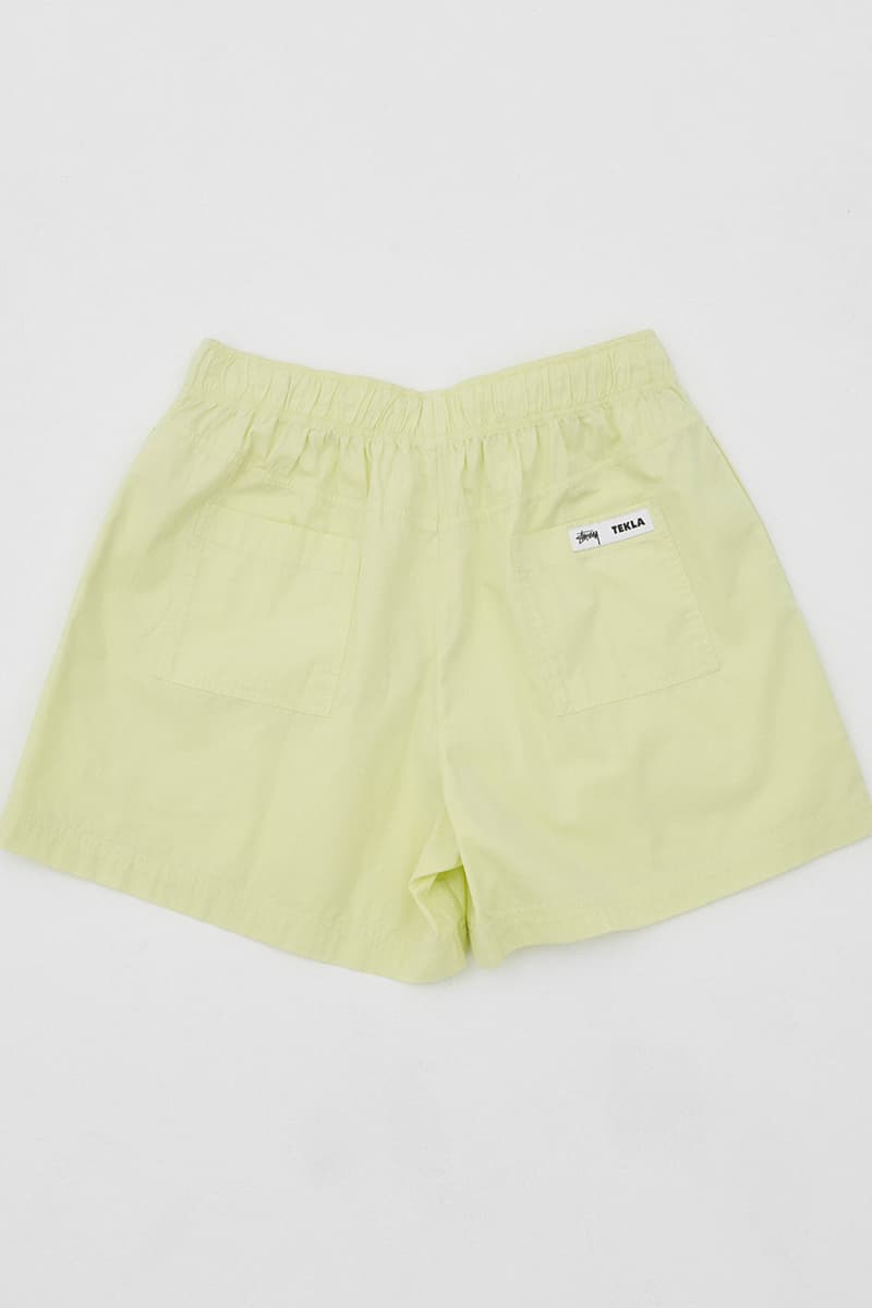 tekla stussy bedding sleepwear towels shorts lime green stripes poplin