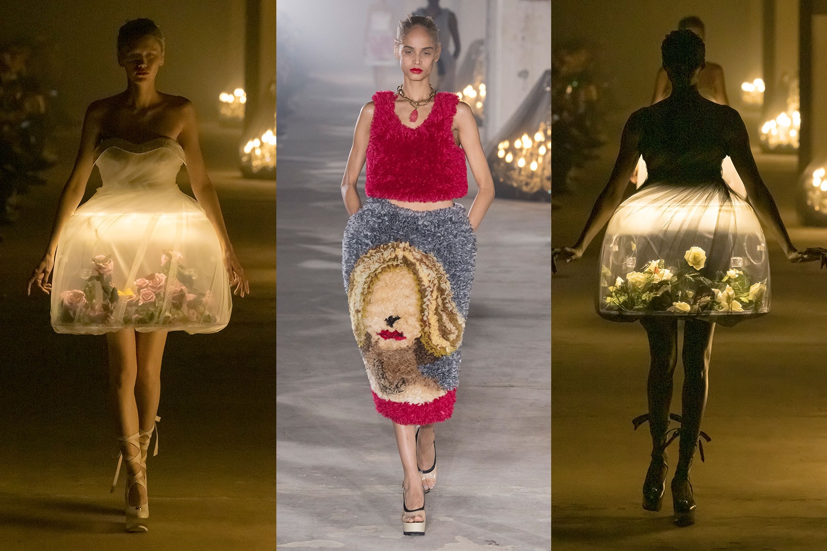 undercover paris fashion week runway ball gowns terrarium flowers