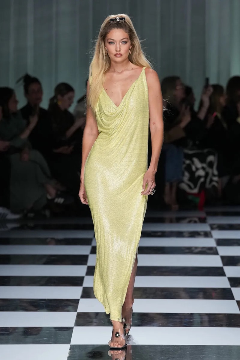 versace spring summer 2024 collection milan fashion week gigi hadid kendall jenner precious lee