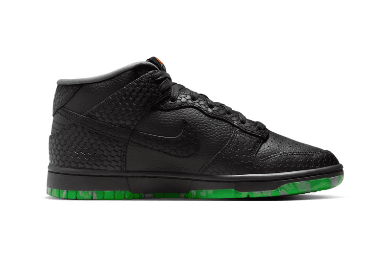 nike dunk mid halloween sneaker black green snake skin
