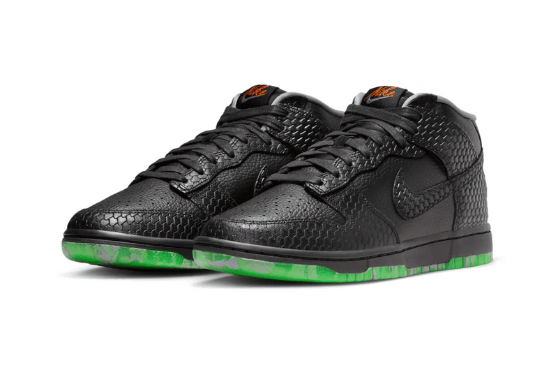 nike dunk mid halloween sneaker black green snake skin