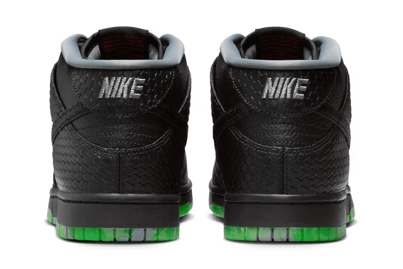 nike dunk mid halloween sneaker black green snake skin