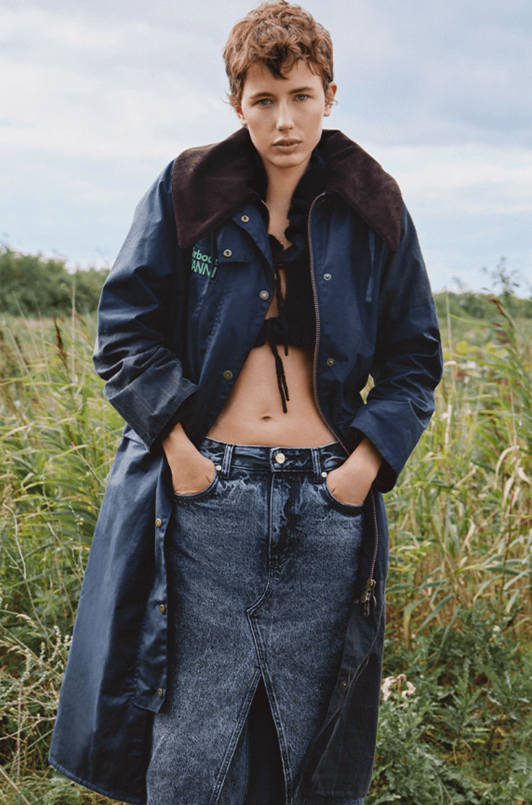 ganni barbour jackets leopard print outdoors dogs