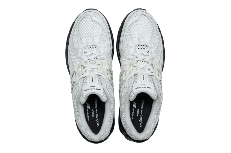 comme des garcons new balance sneaker white black mesh sole