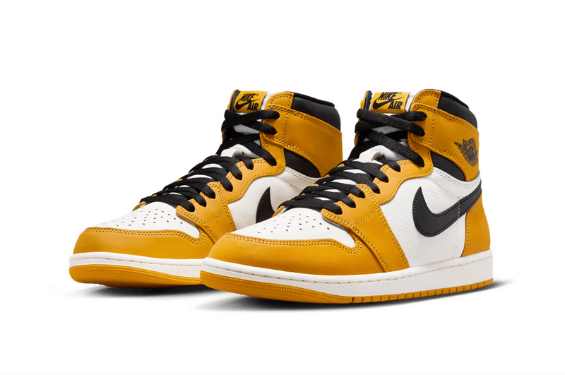 air jordan nike high og sneaker yellow ochre black white laces