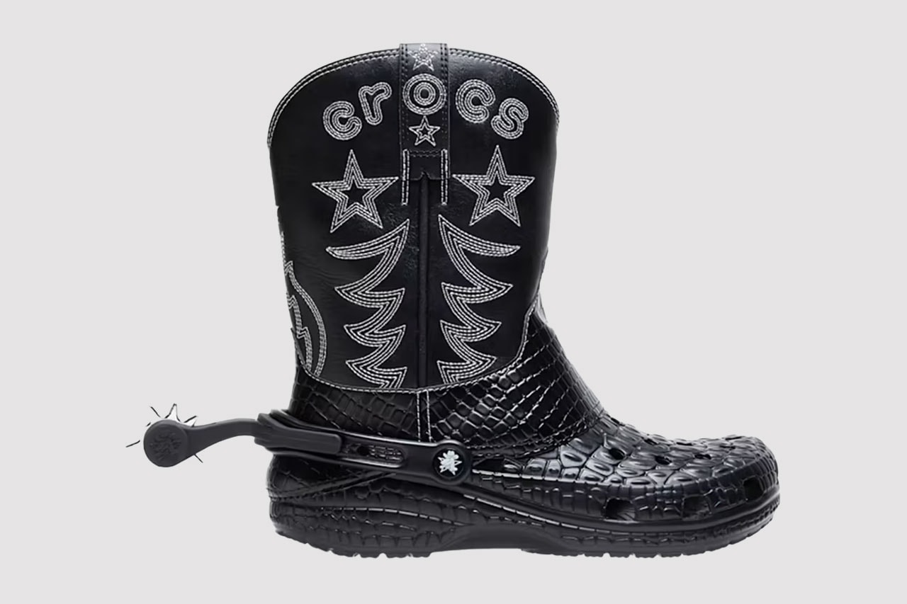 crocs classic clog cowboy boot shoe western black