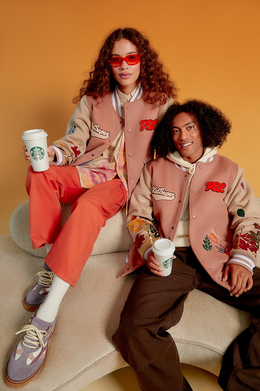 kidsuper starbucks pumpkin spice latte team psl varsity jacket outerwear price release information where to buy