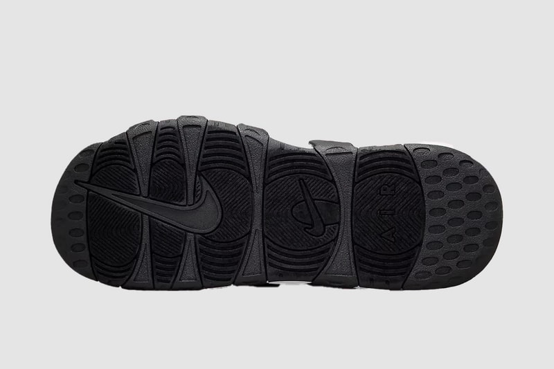 nike air more uptempo slide black white fj2708-001 release details