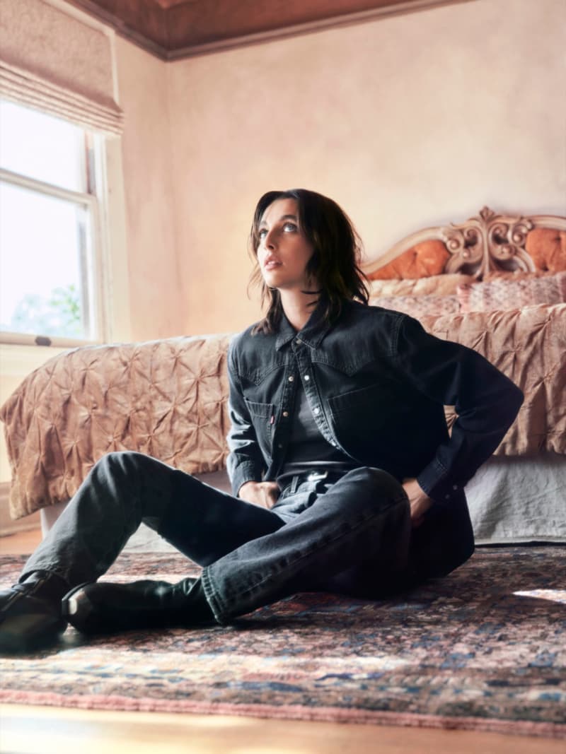 emma chamberlain levi's denim purple season festive christmas