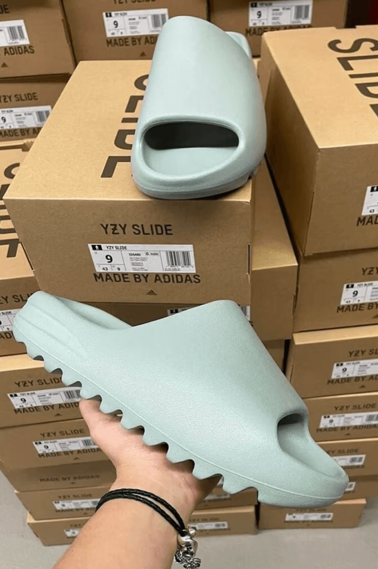 adidas yeezy slide salt green grey blue footwear slip on shoe