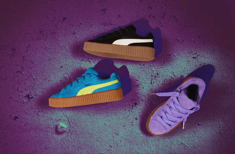 rihanna puma fenty creeper sneaker suede blue black orange