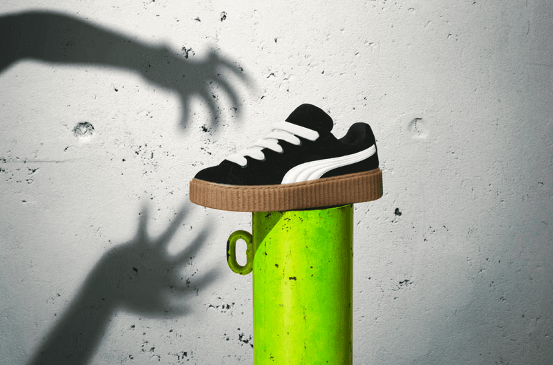 rihanna puma fenty creeper sneaker suede blue black orange