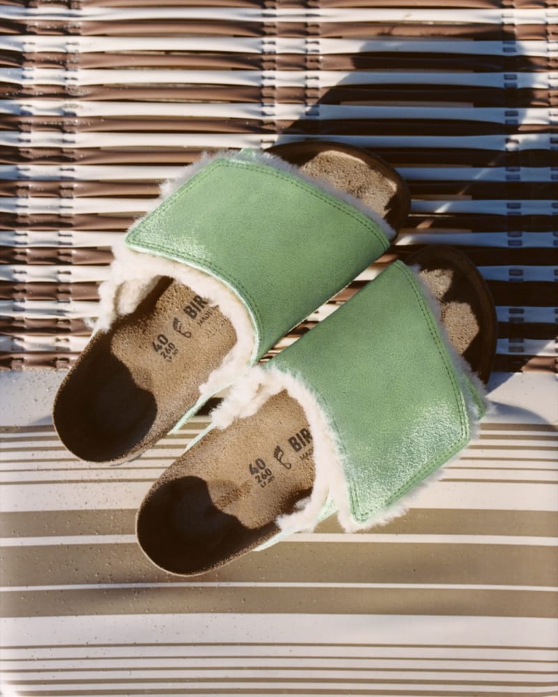 Birkenstock Solana Shearling Slide Stussy Washed Green - 1027695 - US  Stussy × BIRKENSTOCK Solana Washed Green