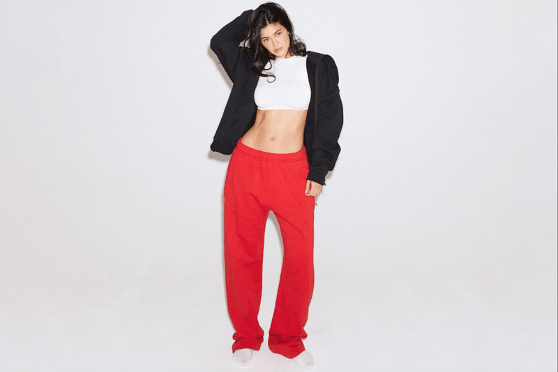 kylie jenner khy collection red grey loungewear crop top joggers track pants